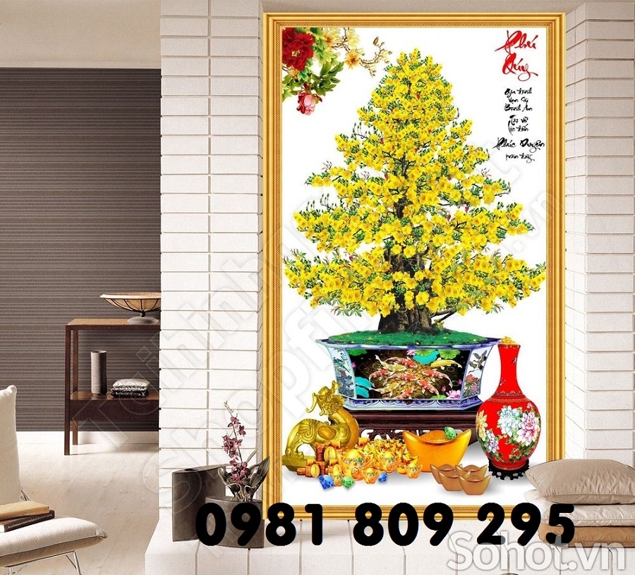 Tranh gạch men , gạch ốp tường hoa mai
