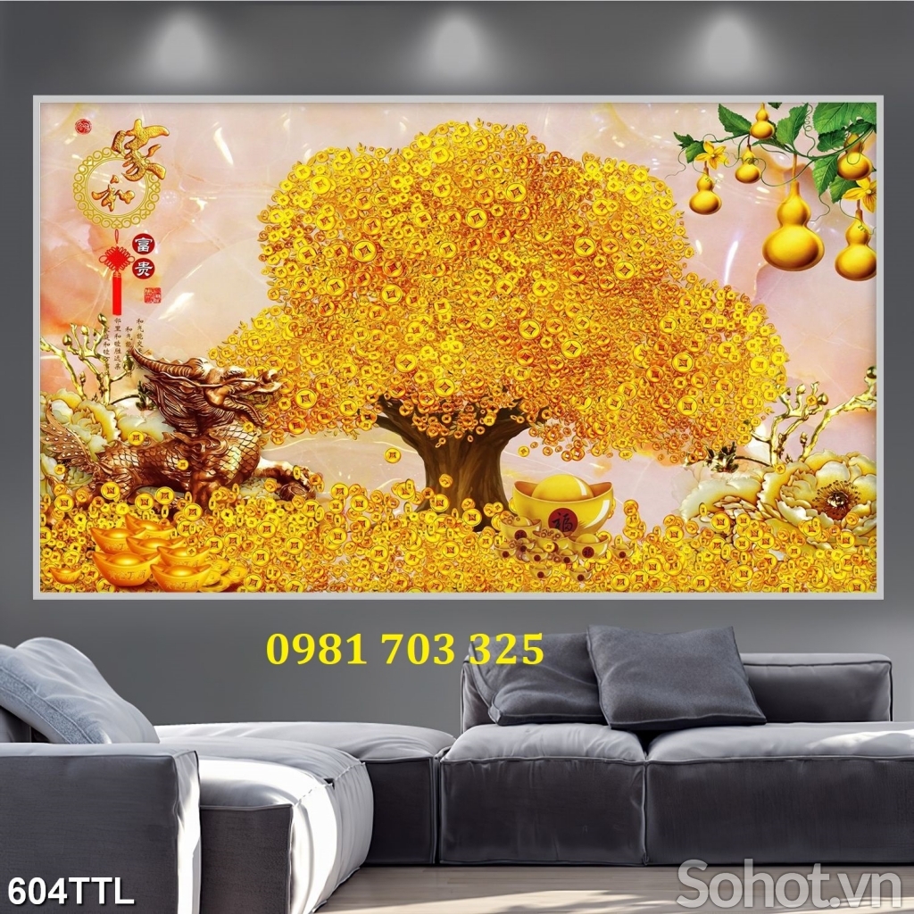 Tranh gạch 3d tài lộc trang trí