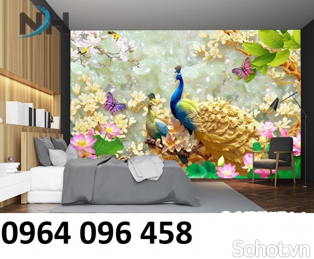 Tranh gạch 3d chim công - HSX44