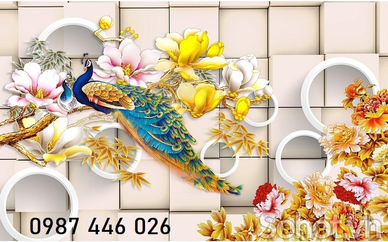 Gạch tranh chim công HP72443
