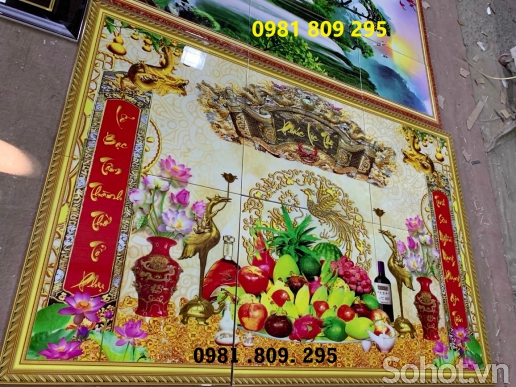 Tranh gạch chữ cửu huyền thất tổ , gạch tranh 3d phòng thờ