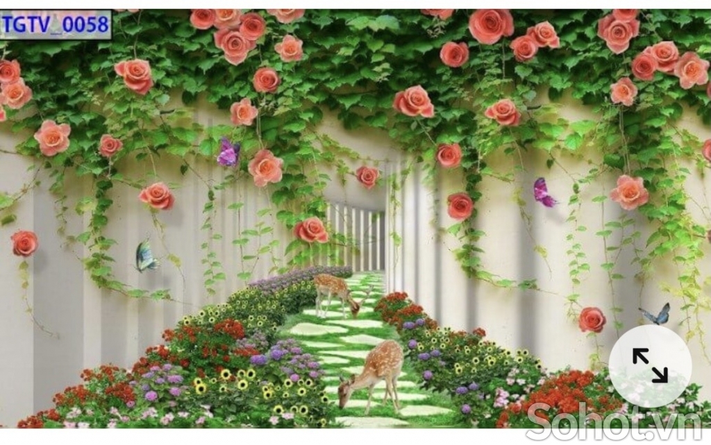 Tranh gạch 3d hoa hồng leo - CFBBV8