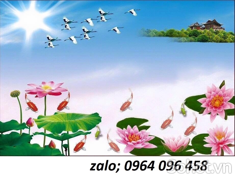 Tranh gạch men 3d hoa sen - CVMM077