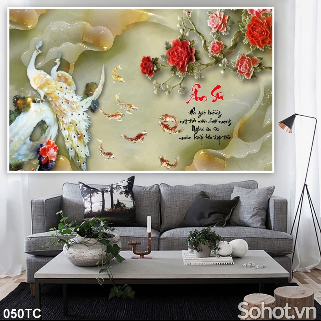 Tranh gạch 3d chim công - gạch tranh 3d chim công - FSCX4