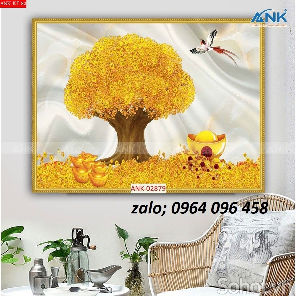 Tranh gạch 3d cây tiền vàng - KHF36