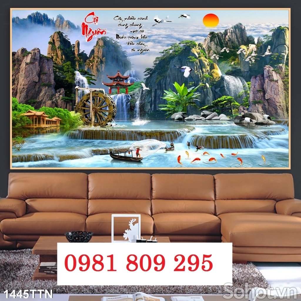 Tranh nước chảy sinh tài , gạch tranh 3d
