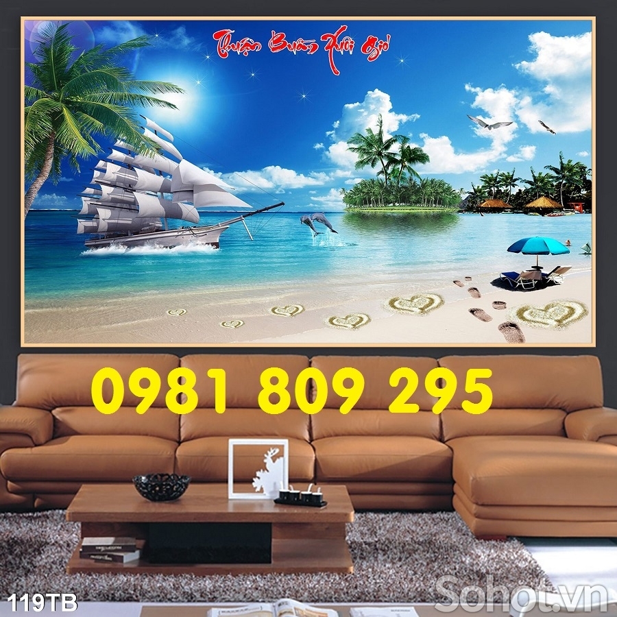 Tranh 3d thuyền buồm phong thủy