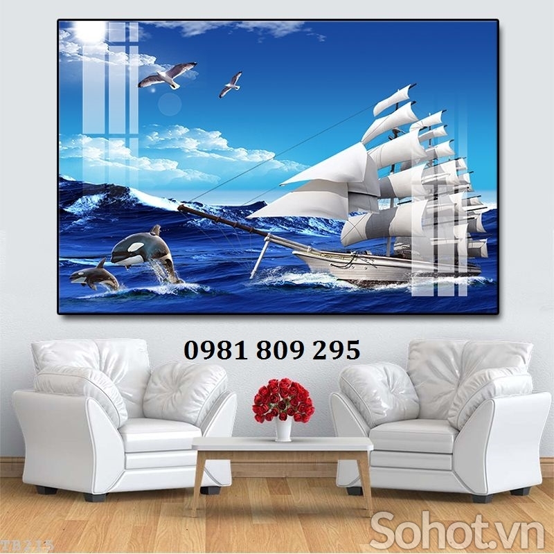 Tranh thuyền buồm - gạch ốp tường