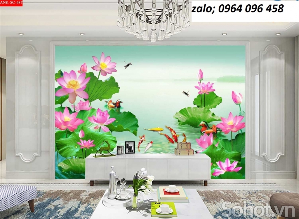 Tranh gạch 3d cá koi - 854XVB
