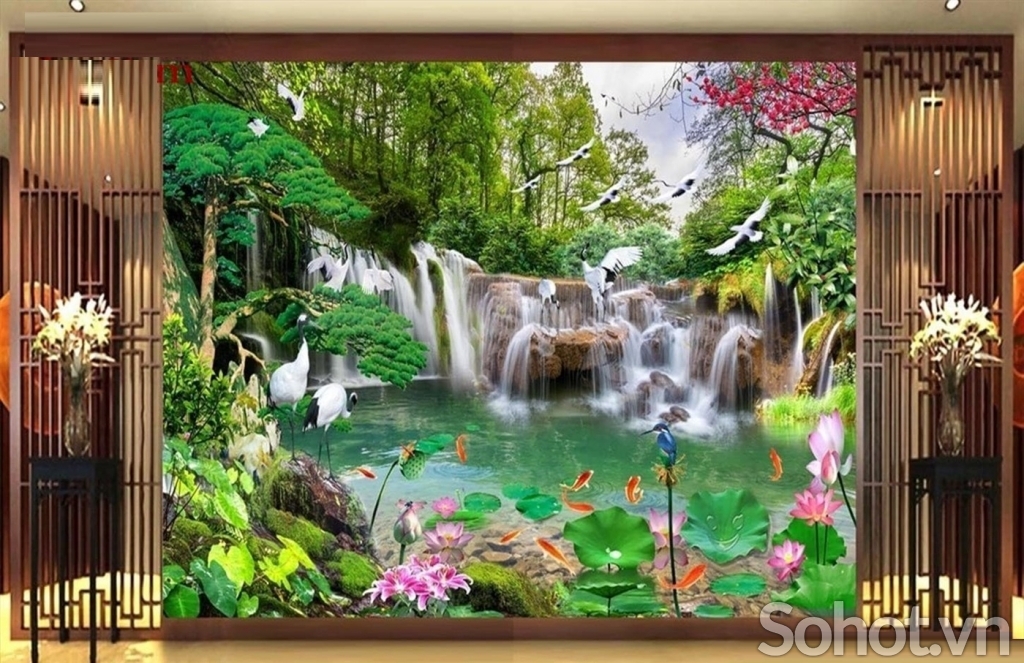 Tranh gạch 3d phong cảnh cánh đồng quê 543XO