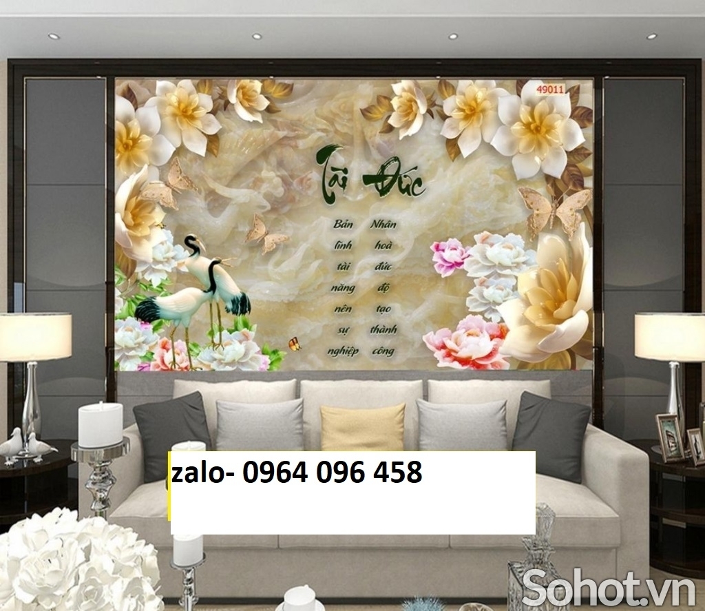 Tranh gạch 3d hoa ngọc phòng khách - UNC444