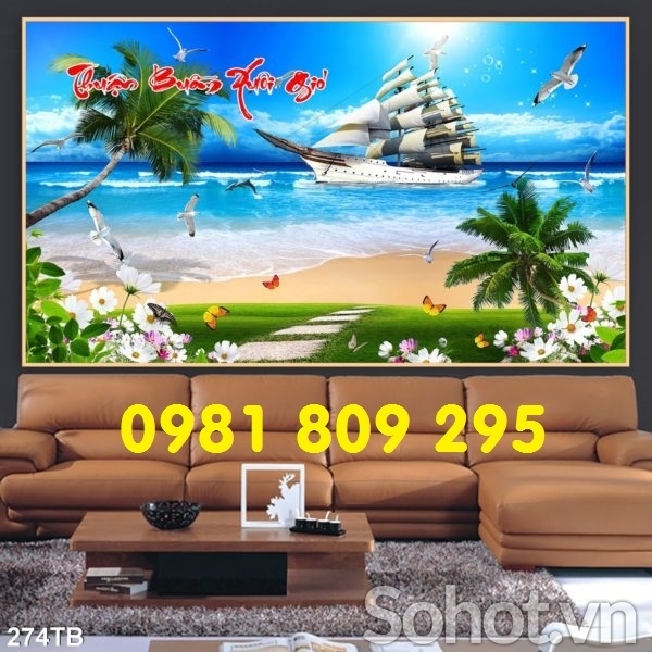 Tranh gạch men thuận buồm xuôi gió