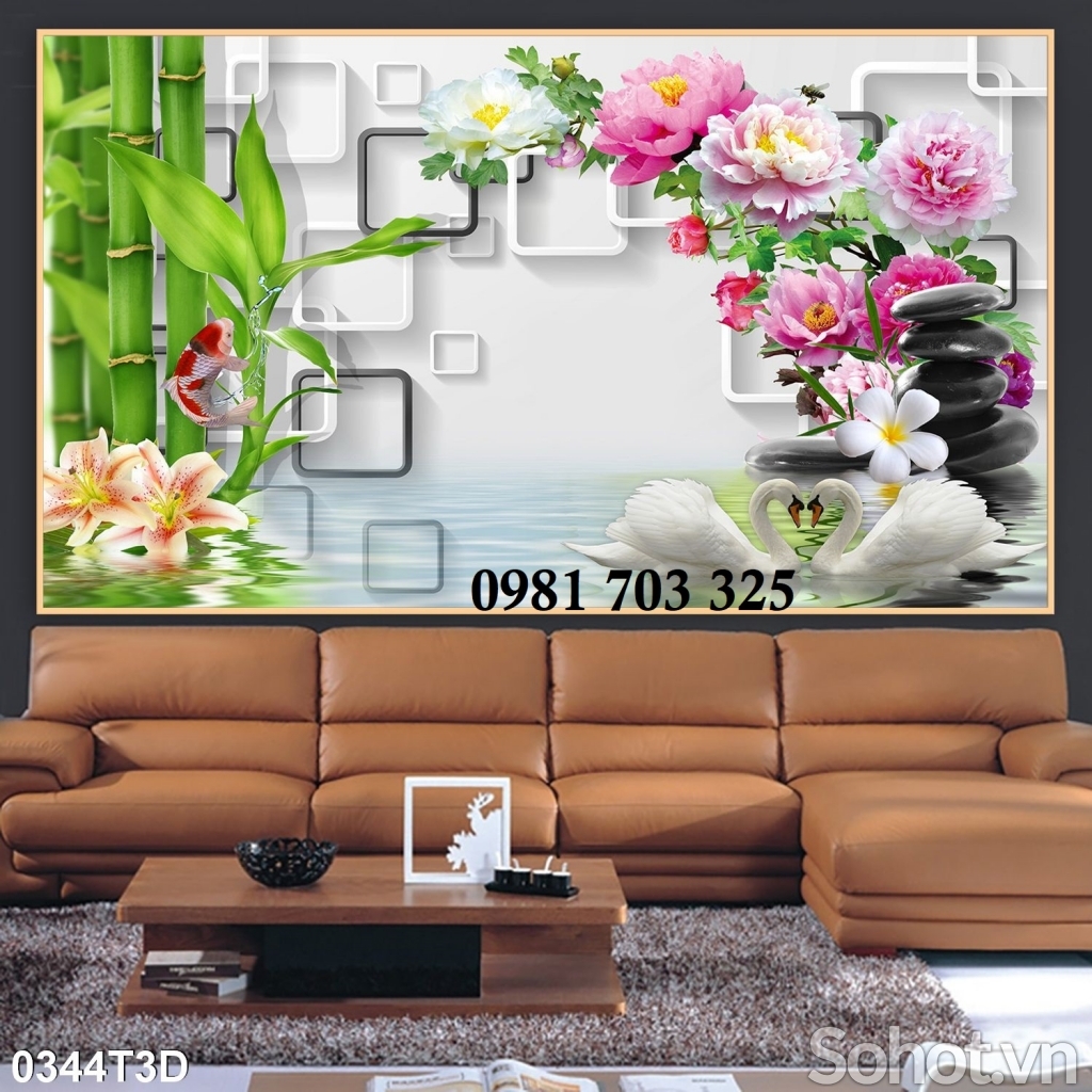 Tranh gạch 3d hoa trang trí đẹp