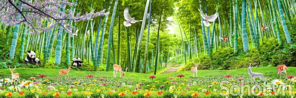 Tranh gạch - gạch tranh 3d cây tre trúc - CBNN09