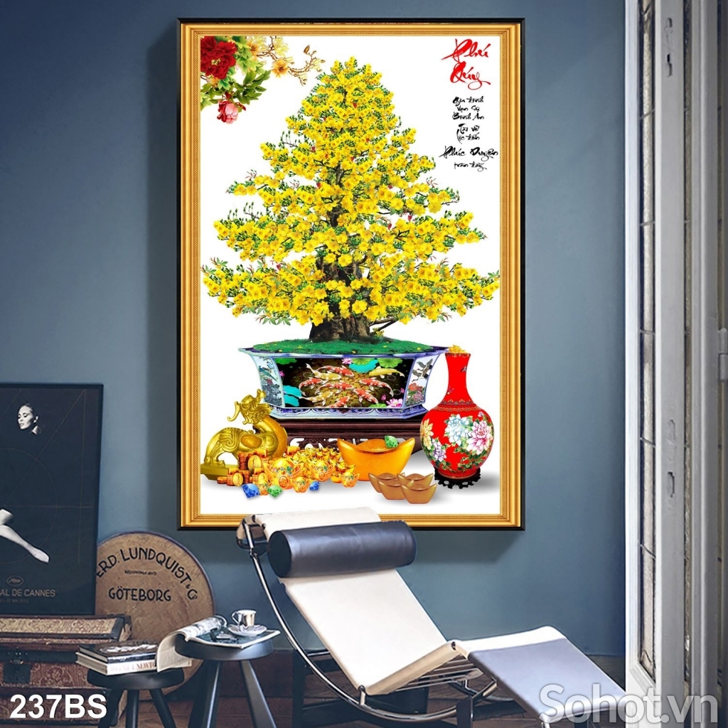 Tranh hoa mai 3d - tranh gạch 3d hoa mai - LF544