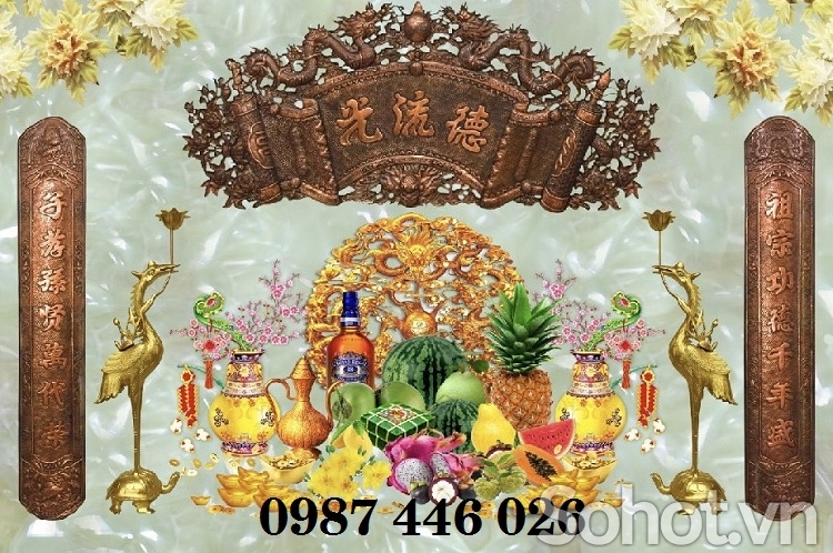 Tranh gạch men ban thờ, gạch ốp tường phòng thờ HP8332