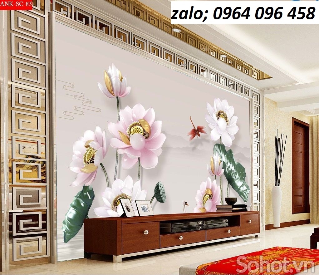 Tranh gạch 3d mẫu hoa sen - LFD3