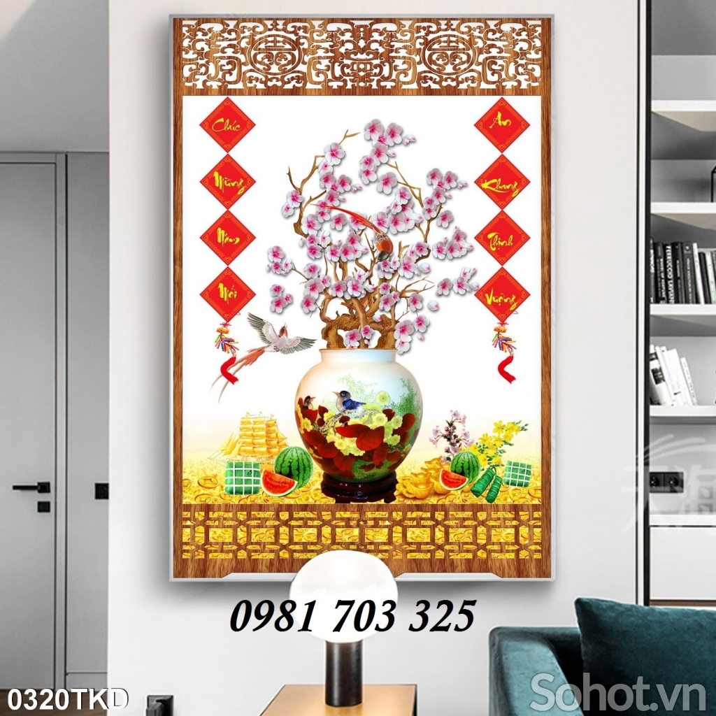 tranh khổ đứng- tranh gạch men 3D