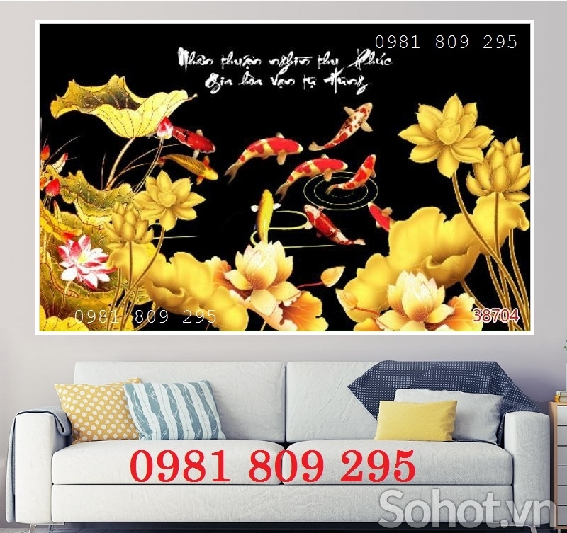 Tranh 3d gạch ốp tường hoa sen HN999