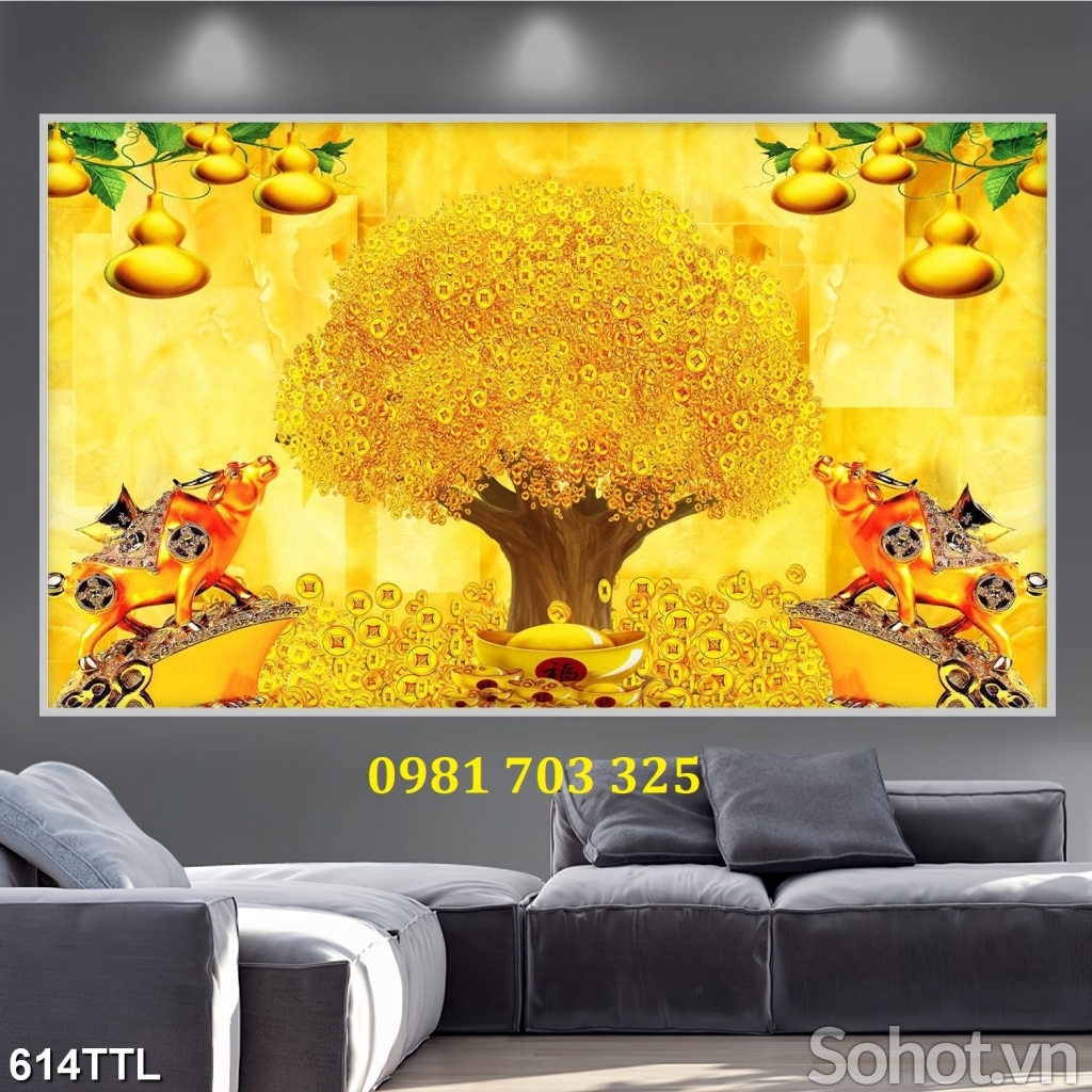 Tranh gạch 3d tài lộc trang trí