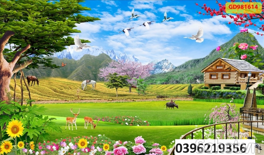 Tranh gạch đồng quê đẹp