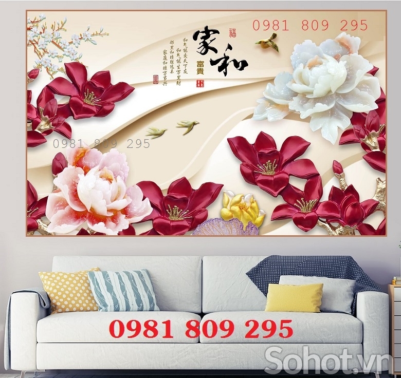 Gạch tranh trang trí phòng khách