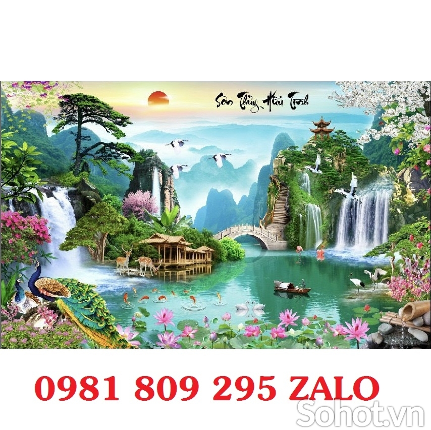 Gạch tranh , tranh ốp tường phong cảnh mặt trời
