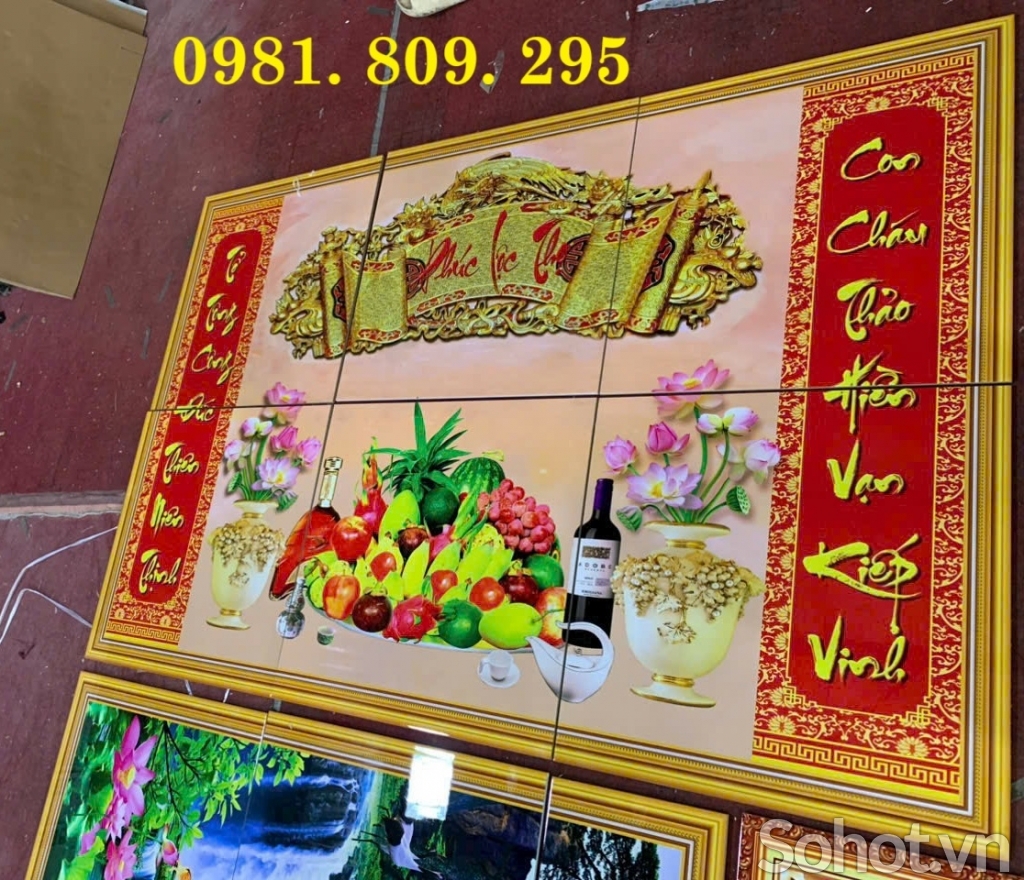 Tranh gạch ốp phòng thờ 3d chữ phúc