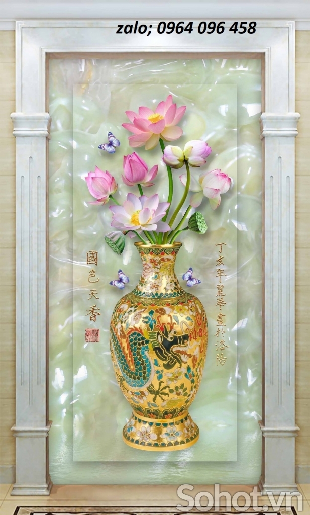 Tranh gạch bình hoa 3d - XBCC7