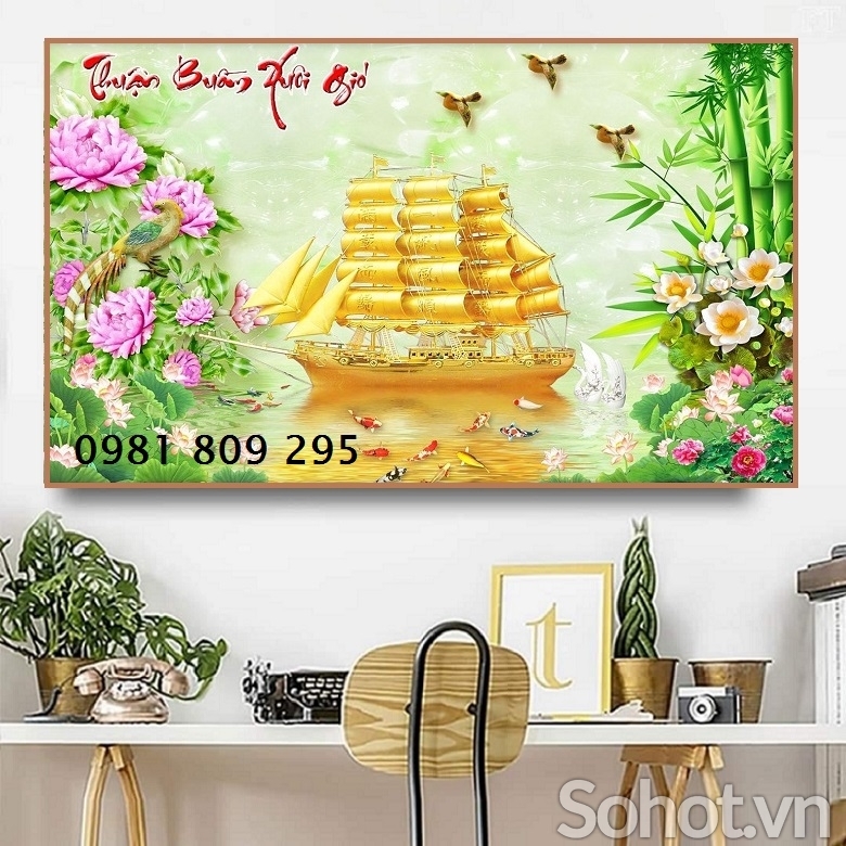 Gạch tranh cao cấp 3d thuyền buồm