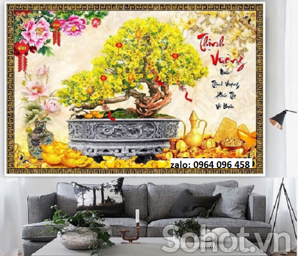 Tranh gạch 3d hoa mai vàng - SDF53