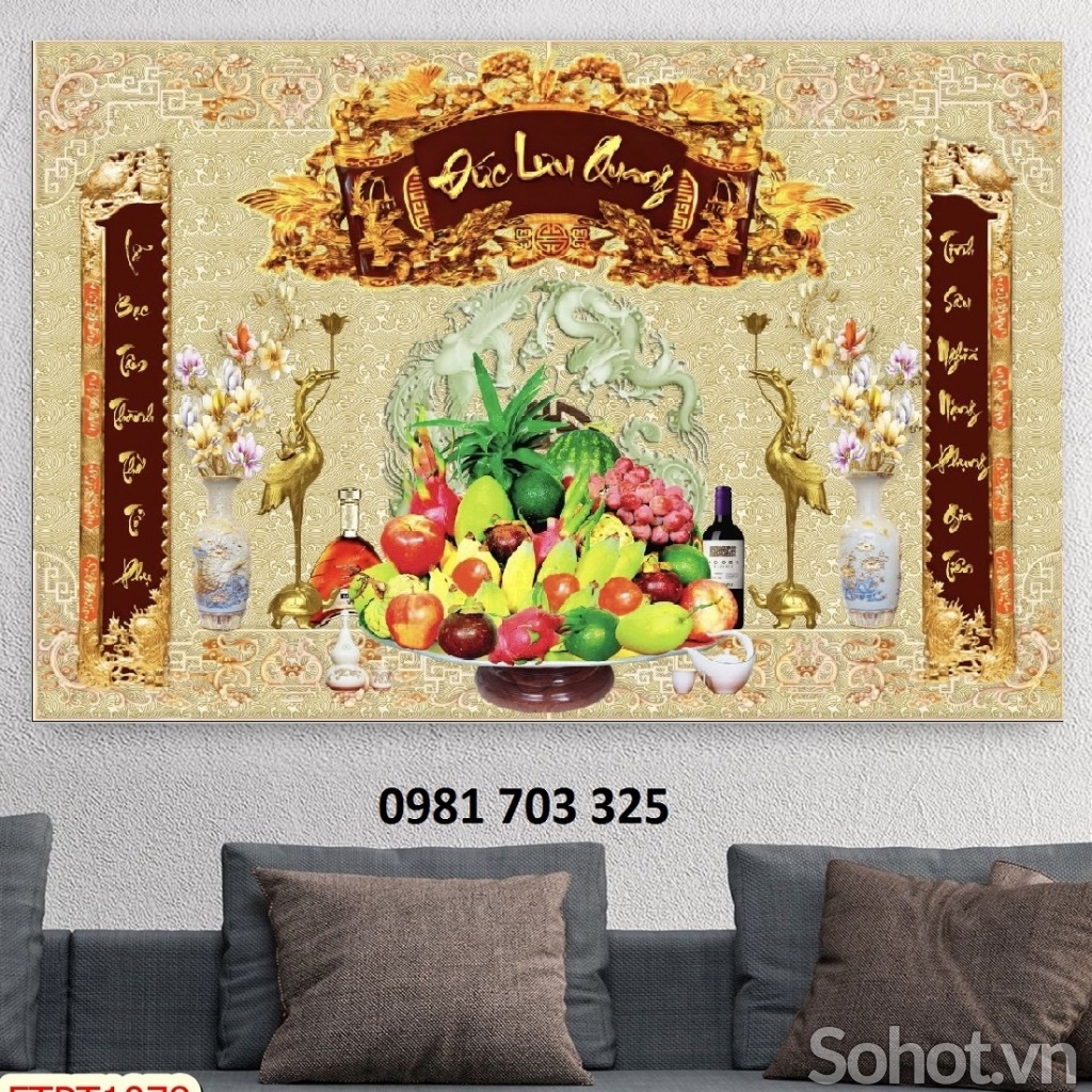 tranh 3D phòng thờ, gạch tranh ốp tường