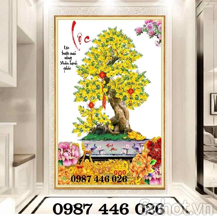 Tranh cây vàng- gạch tranh 3d