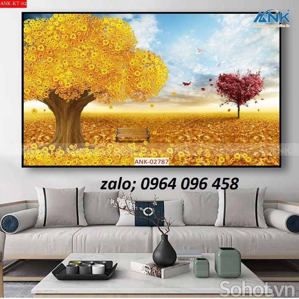 Tranh cây kim tiền 3d - tranh gạch 3d cây tiền - 433S