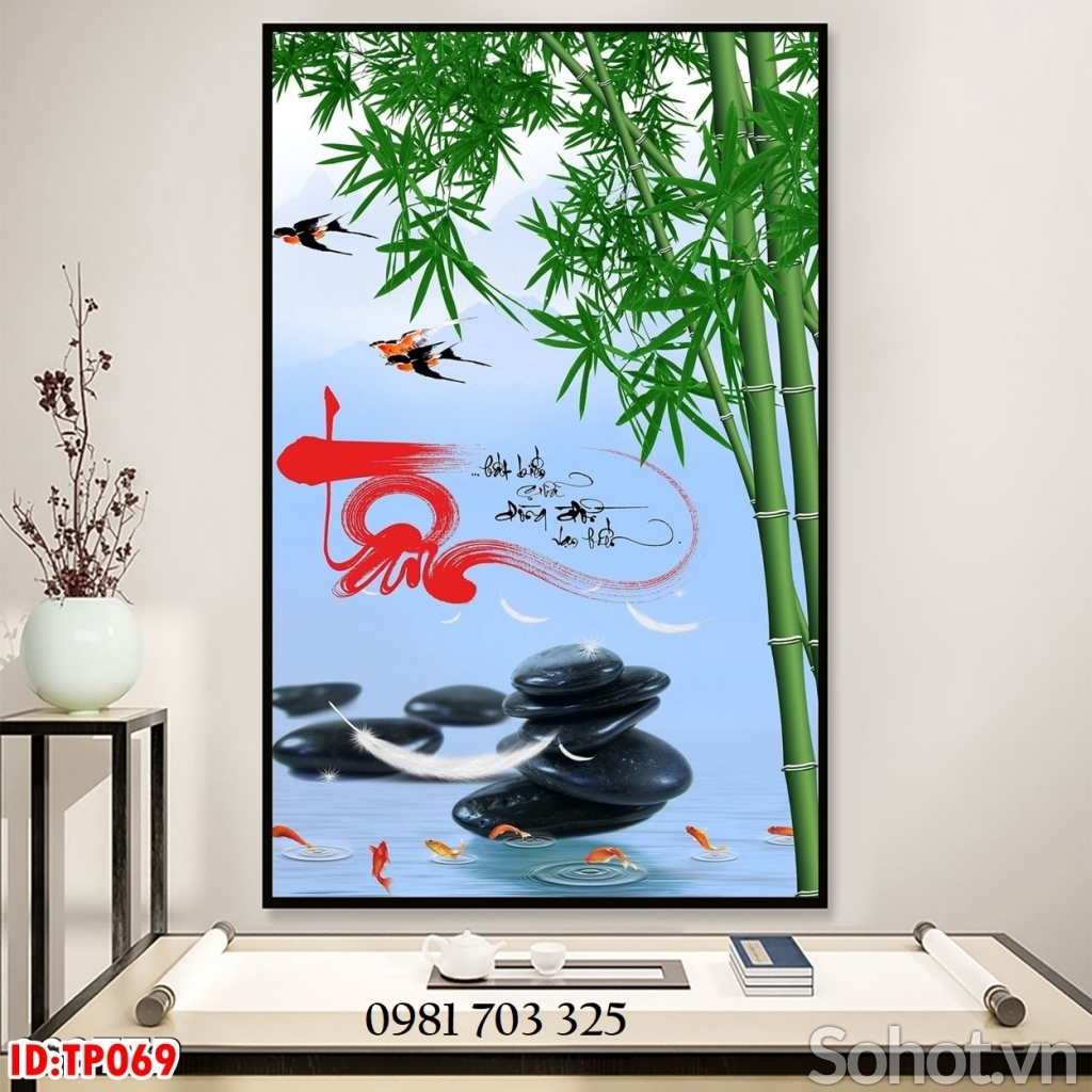Gạch tranh thư pháp trang trí