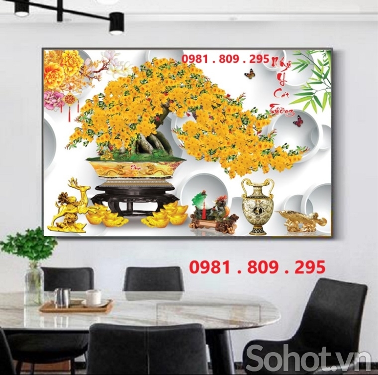 Tranh gạch , gạch trang trí hoa sen ngang HN9393