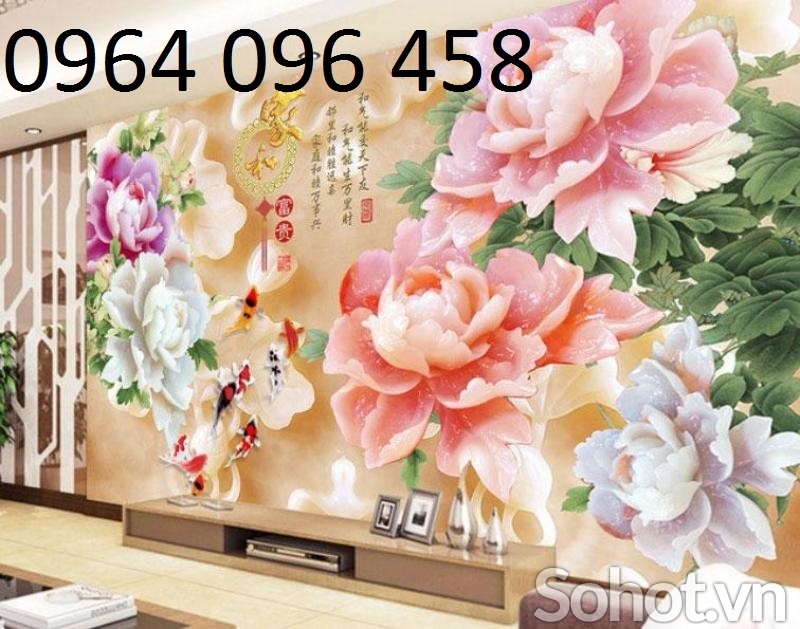 Tranh cá chép 3d tranh gạch 3d cá chép JHG4