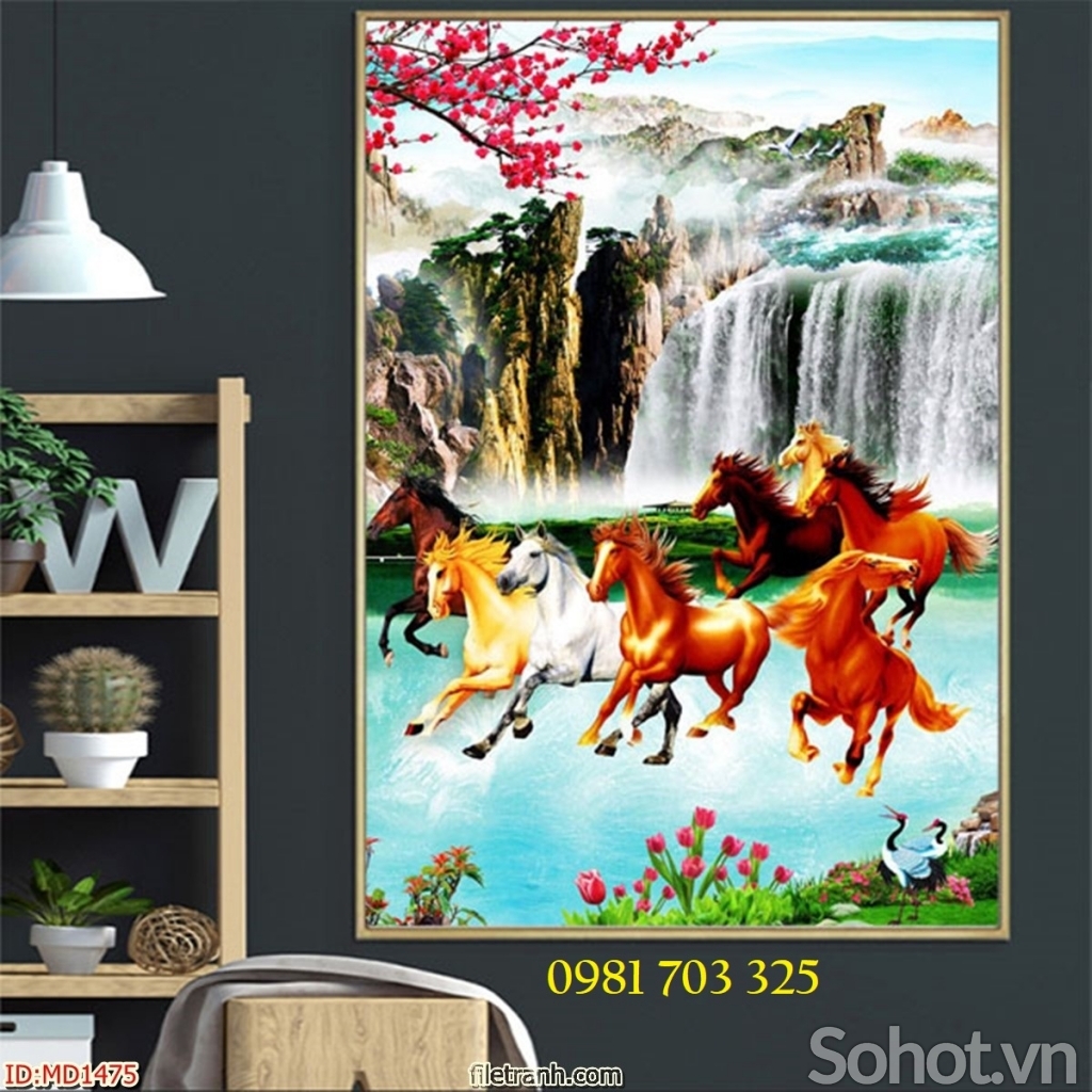 Gạch tranh phong thủy mã đáo thành công, tranh đẹp