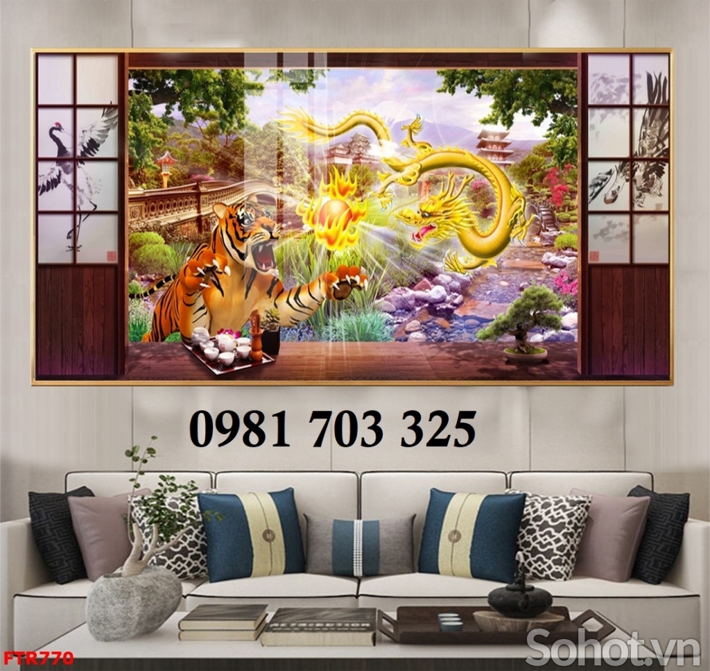 Tranh gạch rồng phượng ốp tường