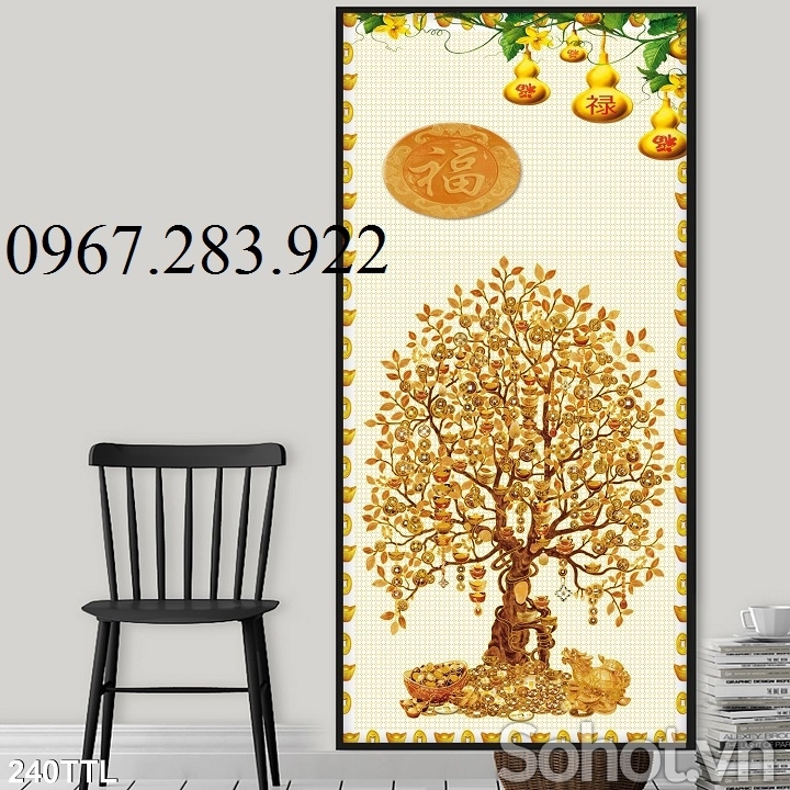 Tranh 3D- Tranh gạch cây kim tiền
