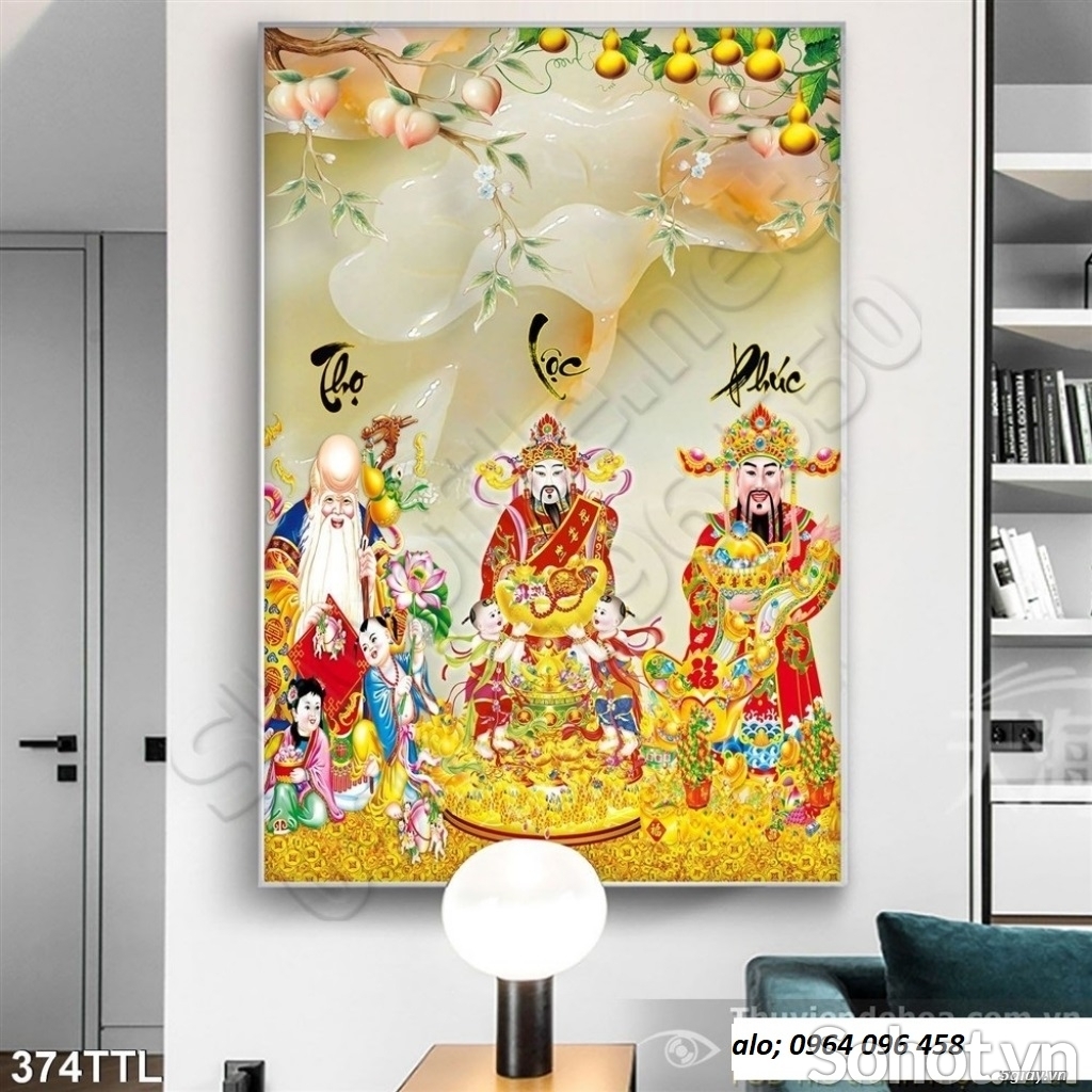 Mẫu gạch tranh 3d phúc lộc thọ - MGF4