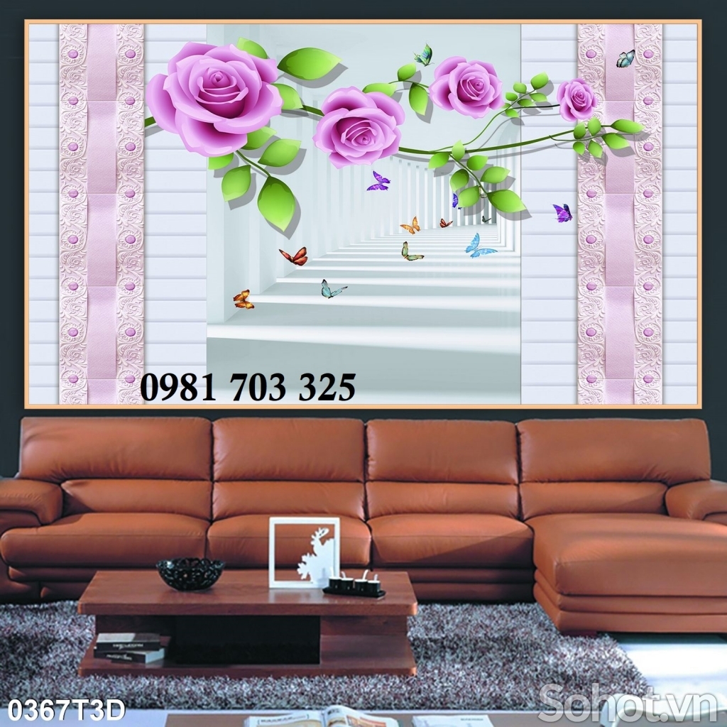 Tranh gạch đẹp 3d hoa trang trí