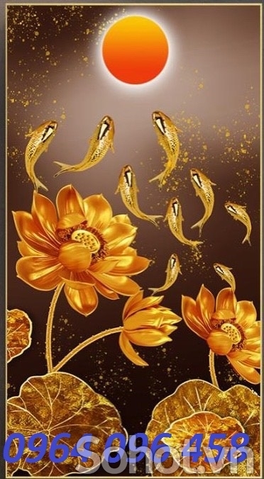 Tranh 3d cá chép - tranh gạch 3d cá chép - VCC55