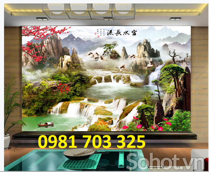 tranh 3D phong cảnh trang trí phòng khách
