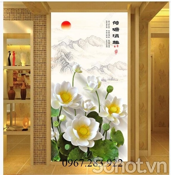 Gạch tranh- Tranh hoa 3D khổ dọc