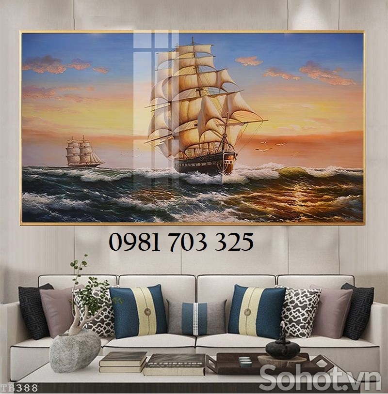 Tranh gạch phong thủy thuận buồm xuôi gió 3D