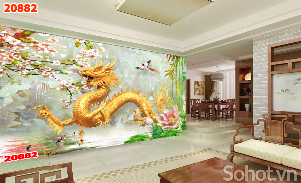 tranh 3d rồng phụng - CV49