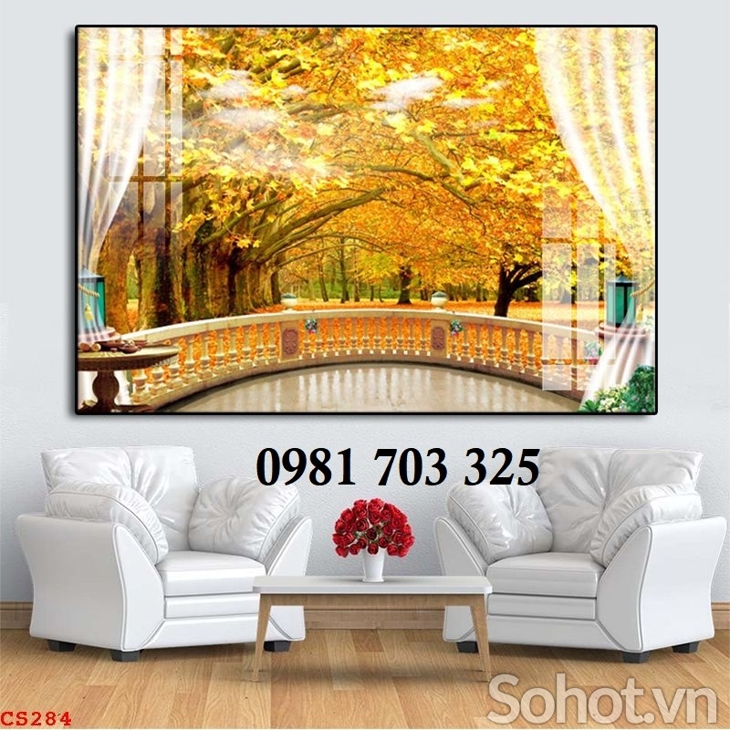 Tranh dán tường 3D, gạch tranh cửa sổ