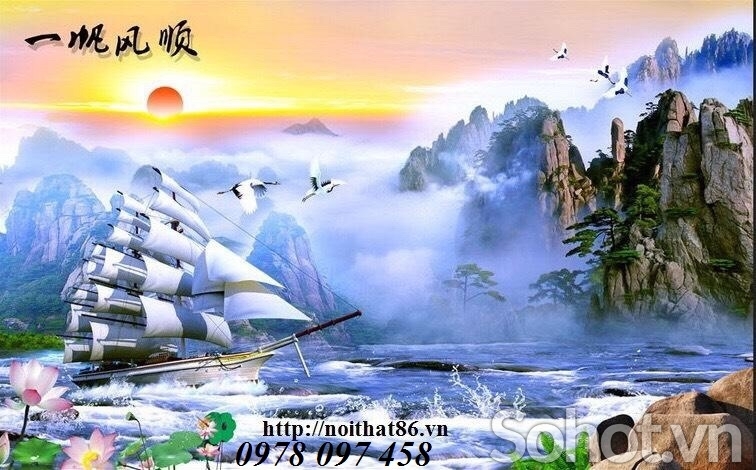 Tranh gạch men 3D - thuận buồm xuôi gió