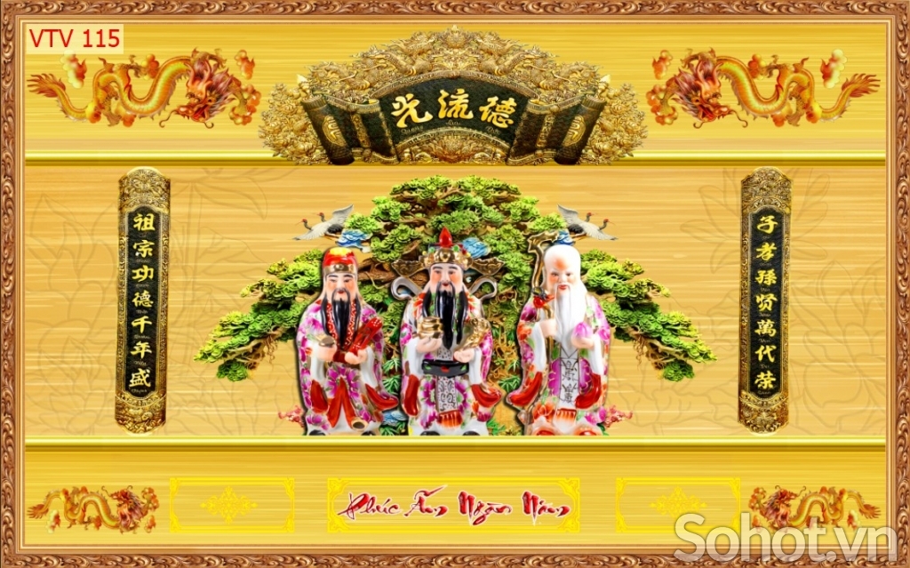 Tranh dán phòng thờ - tranh câu đối